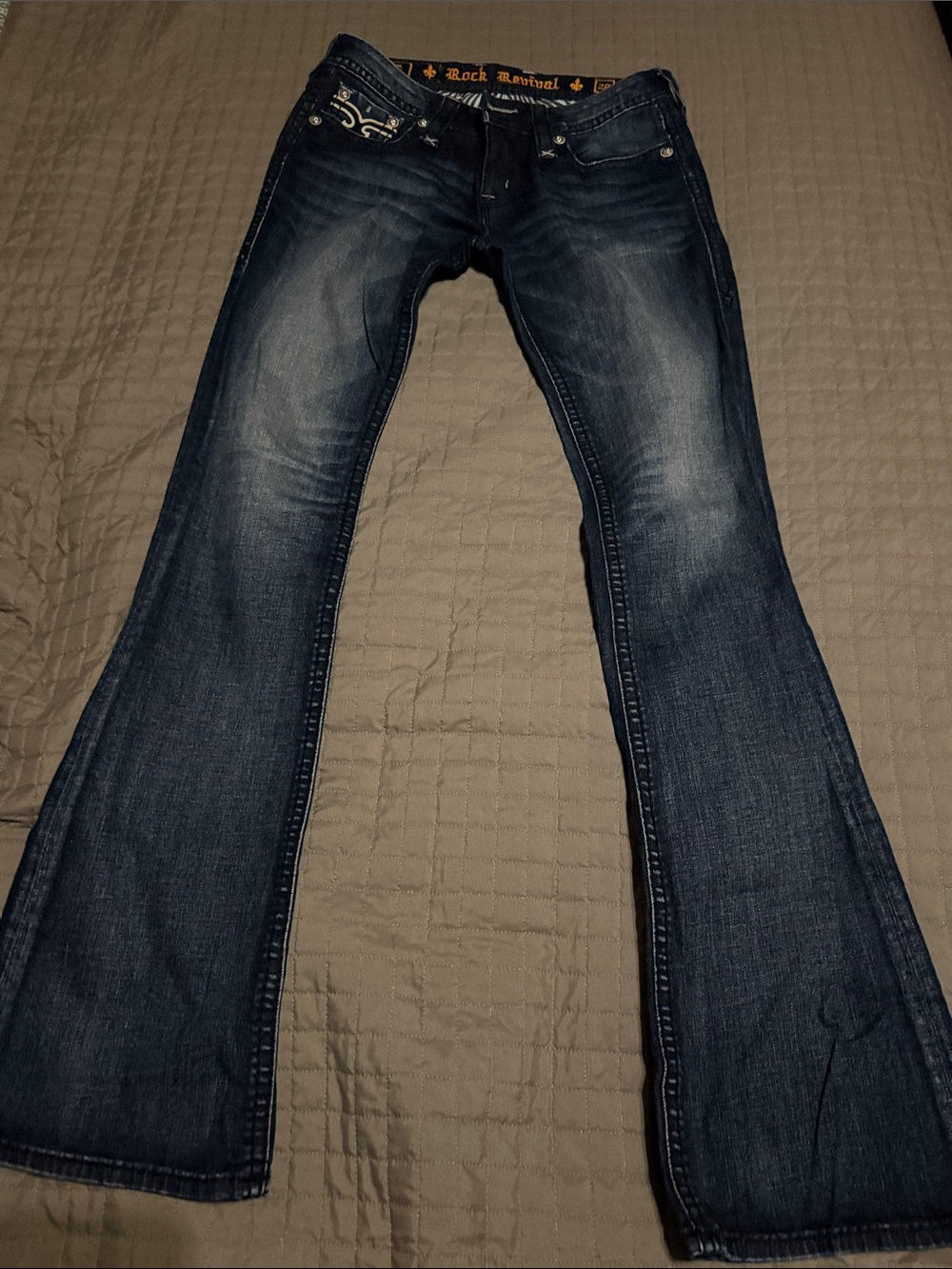 Rock revival Dark Wash Bootcut Jeans with Embroidered Pockets